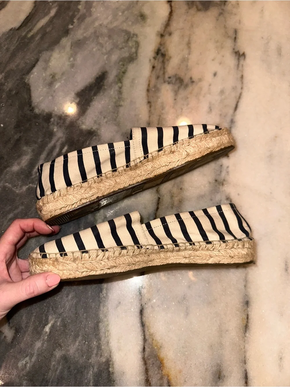 Aerie Size 8 Navy & White Striped Espadrilles Shoes Womens‎